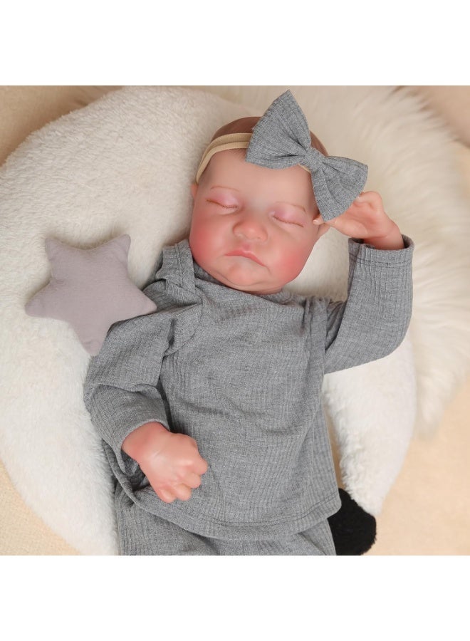 CUNUUDOOL Realistic Reborn Baby Dolls Girl 17-Inch Realistic Baby Doll Soft Vinyl Silicon Lifelike Babe Newborn Babe Dolls Accessories For 3+ Years Old,Gray. - Image 2