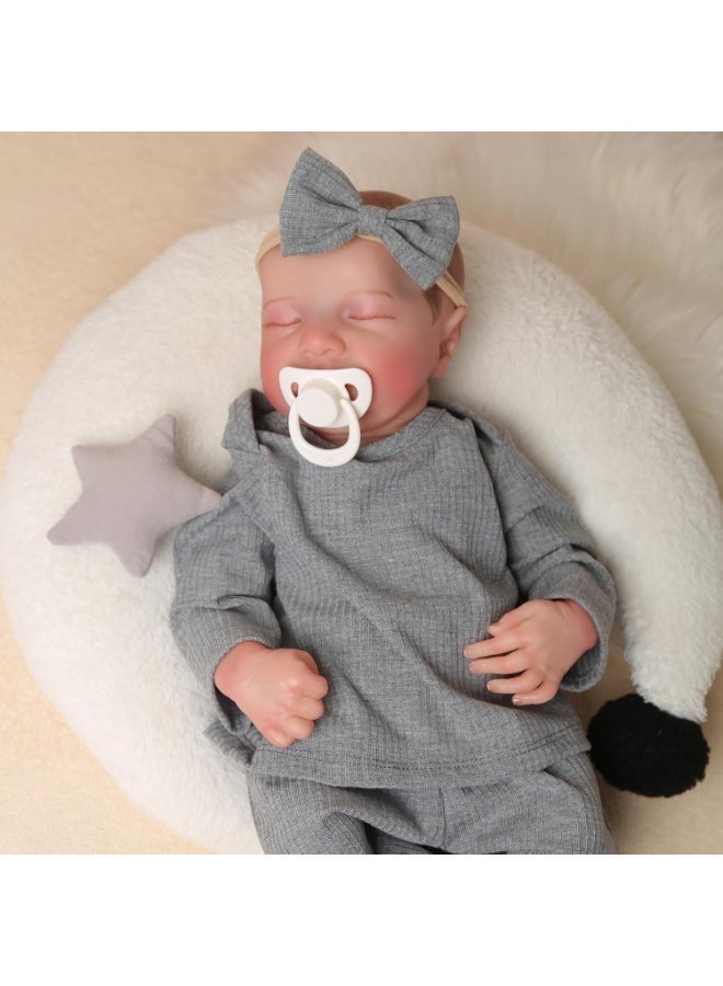 CUNUUDOOL Realistic Reborn Baby Dolls Girl 17-Inch Realistic Baby Doll Soft Vinyl Silicon Lifelike Babe Newborn Babe Dolls Accessories For 3+ Years Old,Gray. - Image 5