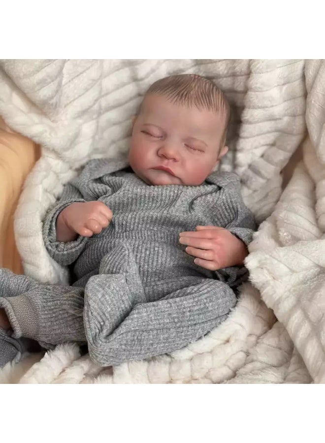 CUNUUDOOL Realistic Reborn Baby Dolls Girl 17-Inch Realistic Baby Doll Soft Vinyl Silicon Lifelike Babe Newborn Babe Dolls Accessories For 3+ Years Old,Gray. - Image 4