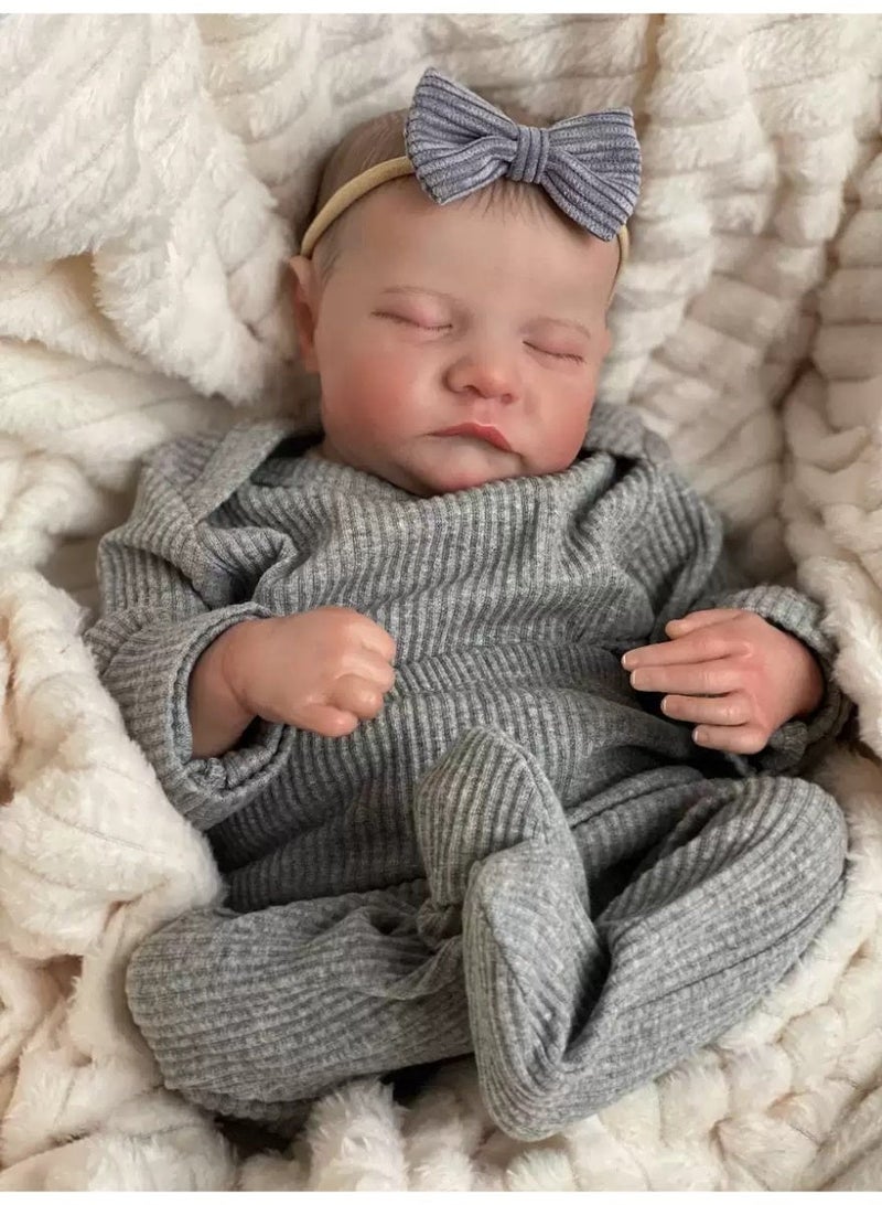 CUNUUDOOL Realistic Reborn Baby Dolls Girl 17-Inch Realistic Baby Doll Soft Vinyl Silicon Lifelike Babe Newborn Babe Dolls Accessories For 3+ Years Old,Gray. - Image 1