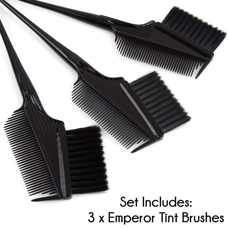 Salon Supply Co Emperor Hair Dye Brushes - 3 Angled Tint Applicators With Integrated Combs - Root Touch Up and Color Brush for Salon (Black) - Image 2