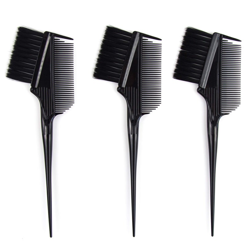 Salon Supply Co Emperor Hair Dye Brushes - 3 Angled Tint Applicators With Integrated Combs - Root Touch Up and Color Brush for Salon (Black) - Image 4