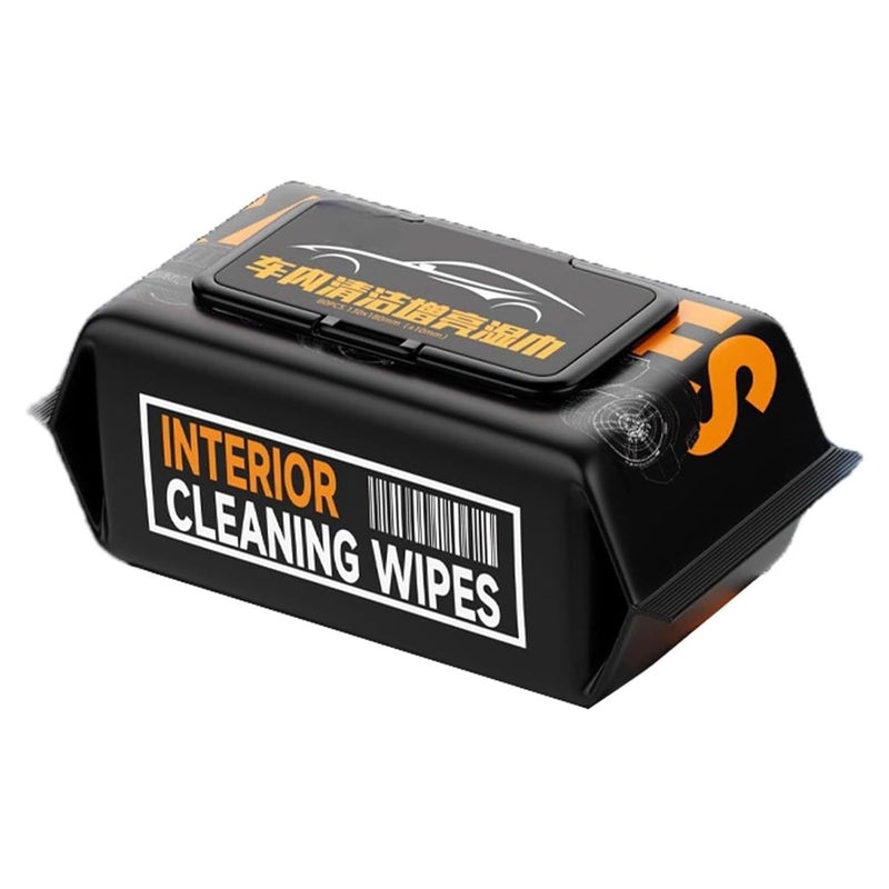 HEXONIQ® Car Interior Cleaning Wipes, Dashboard Glass Leather Wet Wipes Dust All-Purpose Car Protectant Wipes for Seats, Windows, Sofa, Steering (Pack of 1-80 Pcs) - Image 1