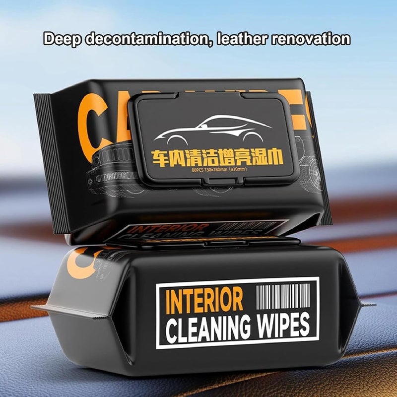 HEXONIQ® Car Interior Cleaning Wipes, Dashboard Glass Leather Wet Wipes Dust All-Purpose Car Protectant Wipes for Seats, Windows, Sofa, Steering (Pack of 1-80 Pcs) - Image 4