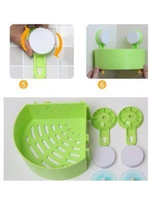 divinezon - divinezon Bathroom Corner Shelf Shower Mounted Cosmetic Storage Plastic Holder (Multicolour, dvz_Matx-Triangle Shower Corner Caddy) - Image 1