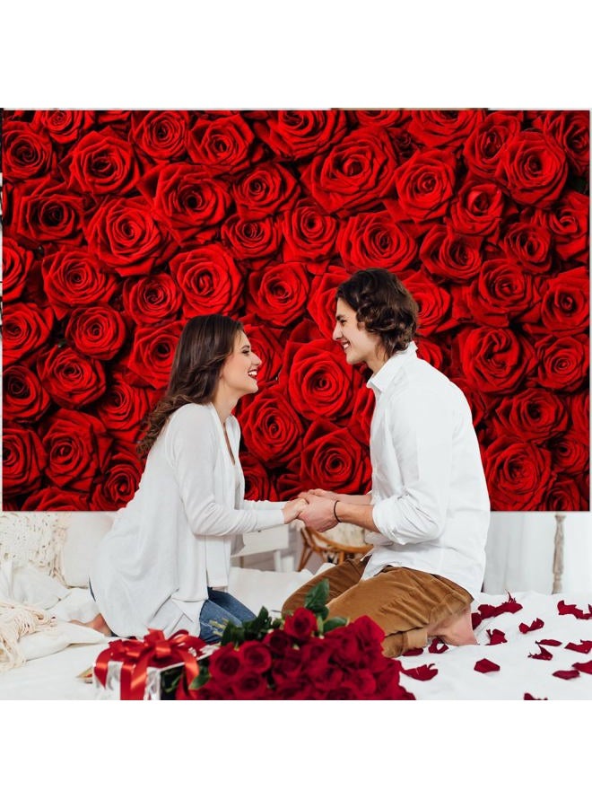 Avezano Valentine's Day Backdrop Rose Flower Wall Photo Background Red Rose Wedding Bridal Shower Photography Backdrop Mother's Day Birthday Party Dessert Table Banner (7x5ft) - Image 4