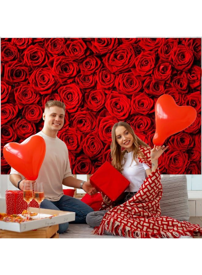Avezano Valentine's Day Backdrop Rose Flower Wall Photo Background Red Rose Wedding Bridal Shower Photography Backdrop Mother's Day Birthday Party Dessert Table Banner (7x5ft) - Image 2
