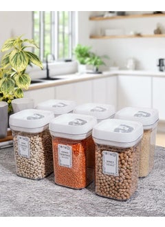 HEREVIN 6-Piece Square 1.1 Lt Food Legume Storage Container Spice Dowry Set-White-25 Pieces Labeled  - Image 3