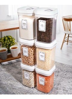HEREVIN 6-Piece Square 1.1 Lt Food Legume Storage Container Spice Dowry Set-White-25 Pieces Labeled  - Image 2