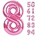 IWERP Pink 8 Balloon Number Balloons 40 Inch 8th Birthday Decorations for Girls Birthday Balloons Pink Party Supplies Number 8 Balloon - Image 2