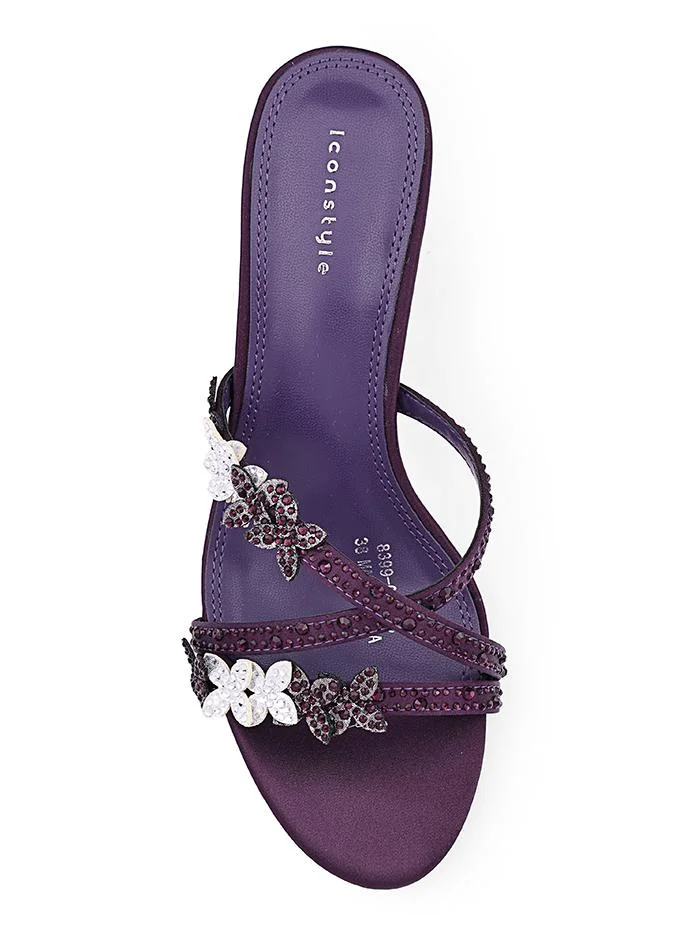 IconStyle  Night Purple Shiny heel slipper perfect for evening occasions. for Women | Best Price UAE