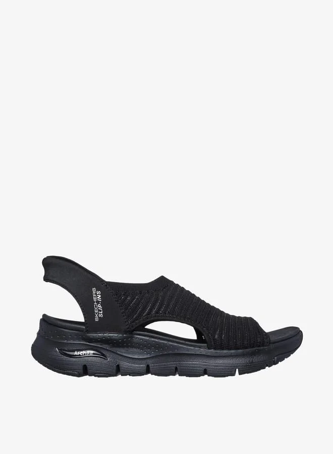 سكيتشرز Womens Logo Detail Slip-On Sandals - Arch Fit