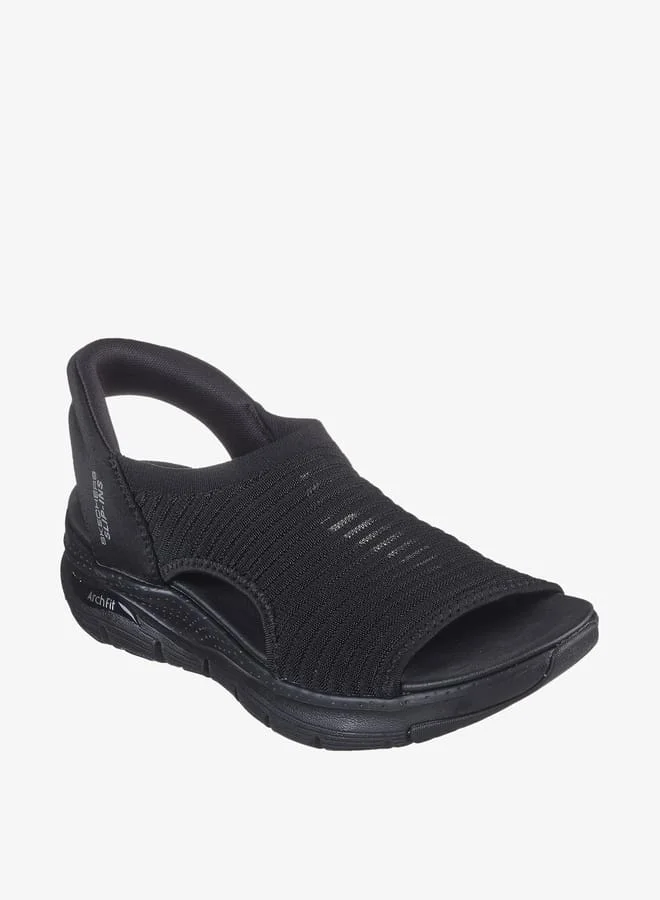 سكيتشرز Womens Logo Detail Slip-On Sandals - Arch Fit