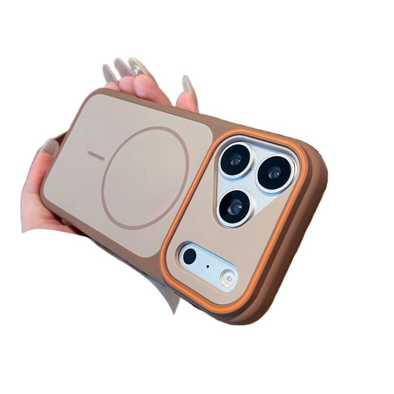 PC MagSafe Case for iPhone 15 / 15 Plus / 15 Pro / 15 Pro Max with Drop Protection and Strong Magnetic plus Shockproof plus Color Contrast Design in Brown - Image 1