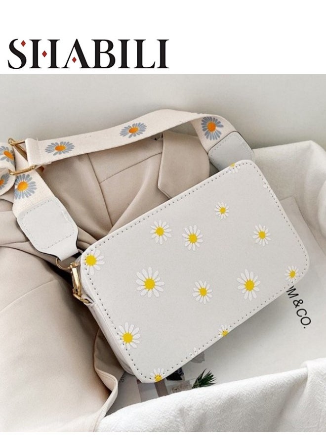 SHABILI Girls' Sweet Shoulder Bag, Student's Chrysanthemum Pattern Crossbody Bag Sling Bag Side Bag Carry Bag, Daily Commuter Mobile Phone Bag Small Bag Card Holder Passport Bag Wallet for Women/Ladies  - Image 1