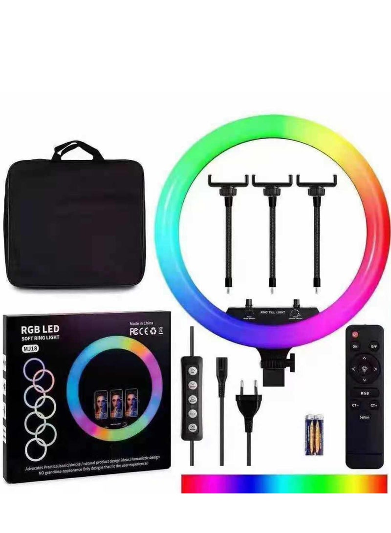 18 inch RGB LED Selfie Round Ring Light with stand and remote