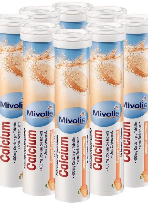 Calcium effervescent Tablets - Dietary Supplements 8 Tubes x 20 pcs | Germany