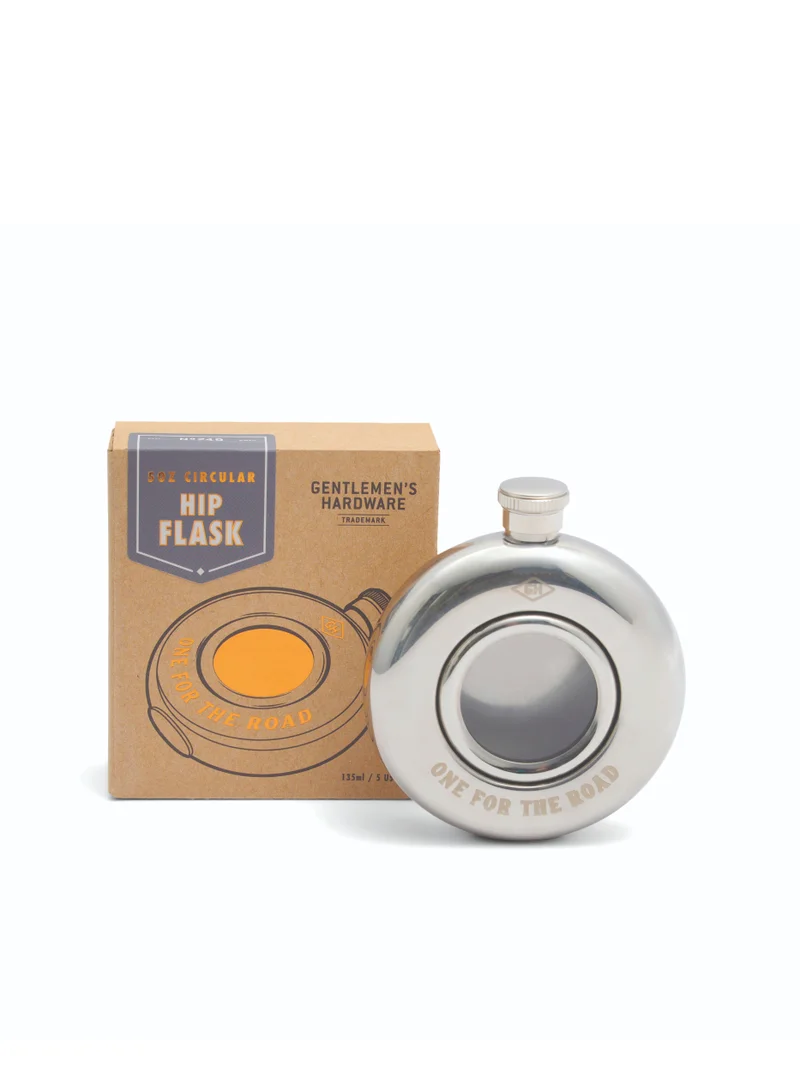 جنتلمنز هاردوير Round Hip Flask - One For The Road 5 fl.oz/135ml