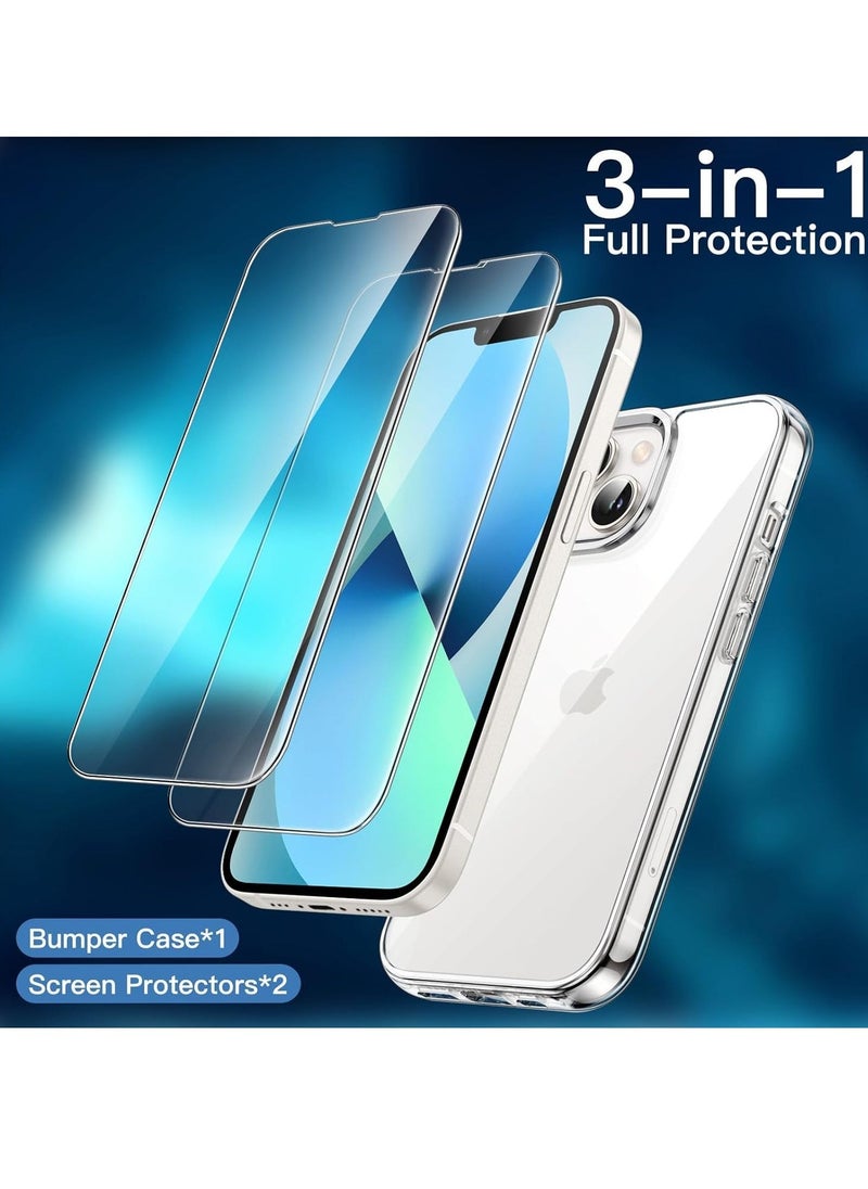 ELTRAZONE 3-in-1 iPhone 13 Mini Case with 2 Tempered Glass Screen Protectors – Non-Yellowing Shockproof Bumper Cover - Image 3