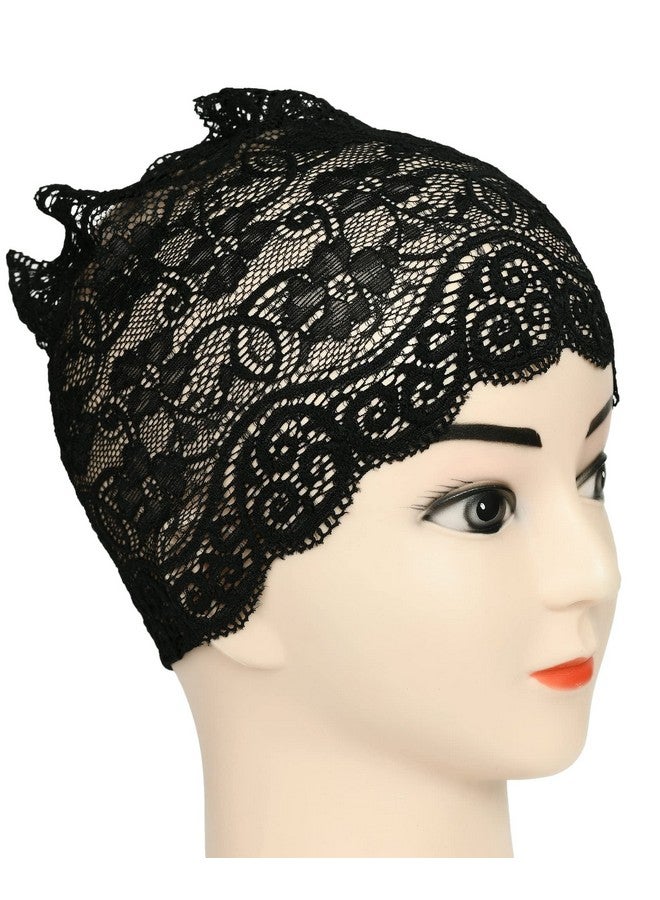 Girls and Womens Hijab Headband, Under Hijab Scarf Naqab Head Scarf (2 pcs) (Black & Orange) - Image 4