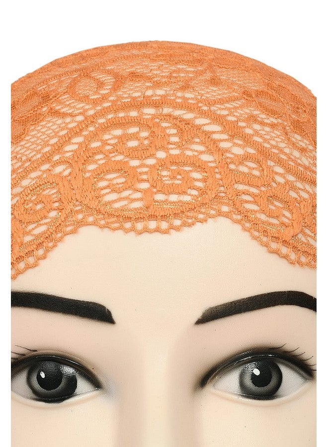 Girls and Womens Hijab Headband, Under Hijab Scarf Naqab Head Scarf (2 pcs) (Black & Orange) - Image 5