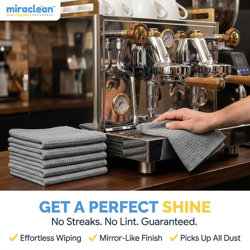 MIRACLEAN Waffle Weave Microfiber Towel, 12 x 12 inches, Barista Towels, Lint Free Cloth, Glass Towels, Waffle Towels Car Detailing, 6 Pack Premium Microfiber Cleaning Cloth - Image 3