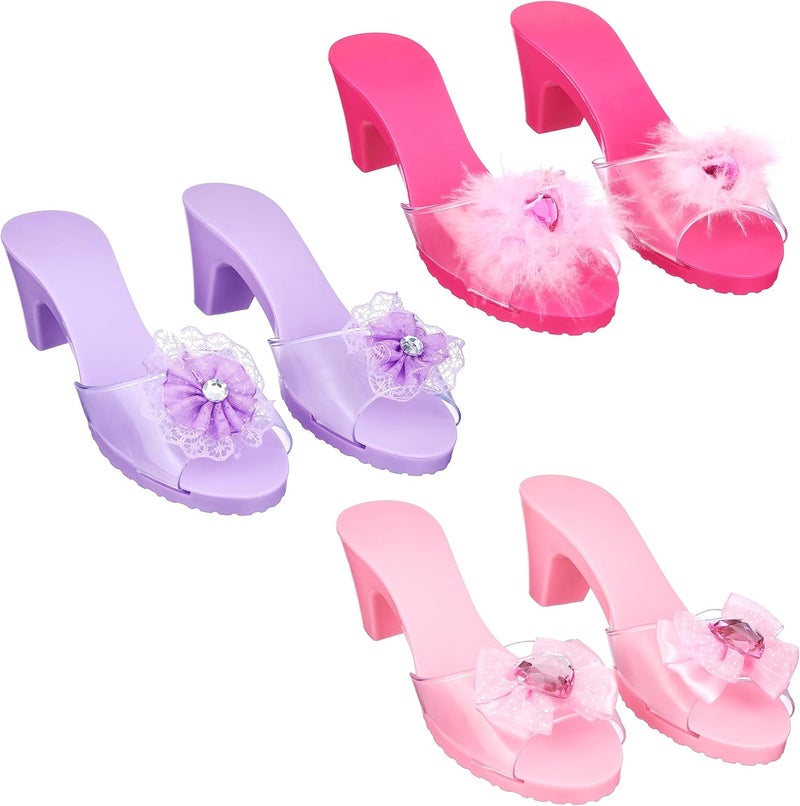 PRINCESS EXPRESSIONS Expressions 3-Pack Princess Shoes Set - Dress Up Royalty Kids Heels Slip On Shoes - Colorful Princess Dress Up Shoes, Pretend Play High Heels for Kids - Fits Toddler Size 7-10 - Image 2