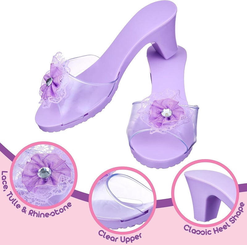PRINCESS EXPRESSIONS Expressions 3-Pack Princess Shoes Set - Dress Up Royalty Kids Heels Slip On Shoes - Colorful Princess Dress Up Shoes, Pretend Play High Heels for Kids - Fits Toddler Size 7-10 - Image 5