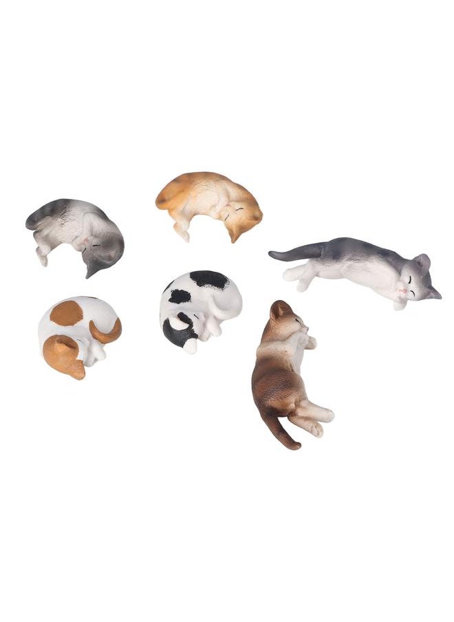Thoraya 6Pcs Mini Cat Figures Sleeping Style Vivid Color Painted Detailed Texture Plastic Toy Cats for Bookshelf Desk Car  - Image 3