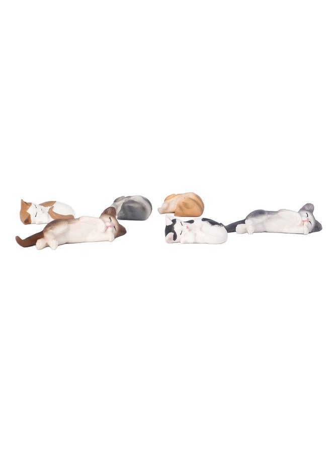 Thoraya 6Pcs Mini Cat Figures Sleeping Style Vivid Color Painted Detailed Texture Plastic Toy Cats for Bookshelf Desk Car  - Image 4
