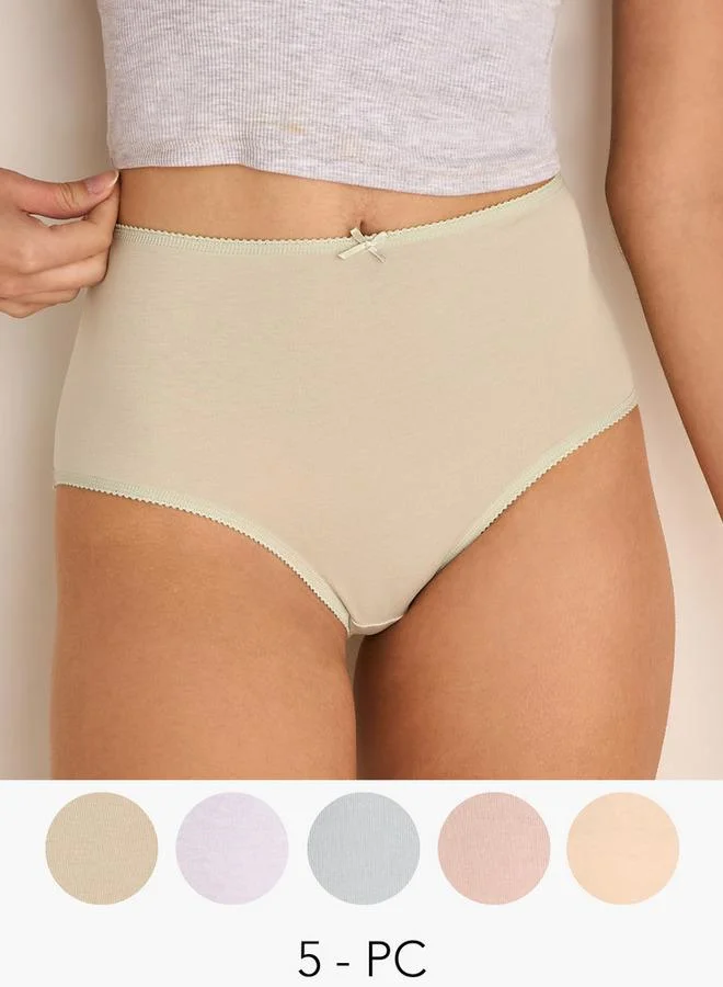 سبلاش فيڤ طقم من  سراويل داخلية نسائية عالية الخصر بفيونكة