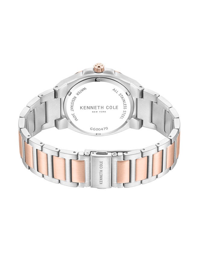 Kenneth Cole New York 41mm Analog Men's Watch with Silver-Rose Gold Stainless Steel Bracelet - Image 3