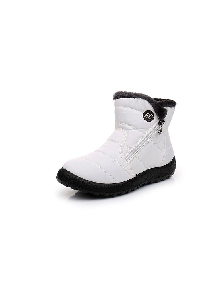 Loquat - Women's Thickened Waterproof And Anti Slip Cotton Boots, Snow Boots White - Image 1