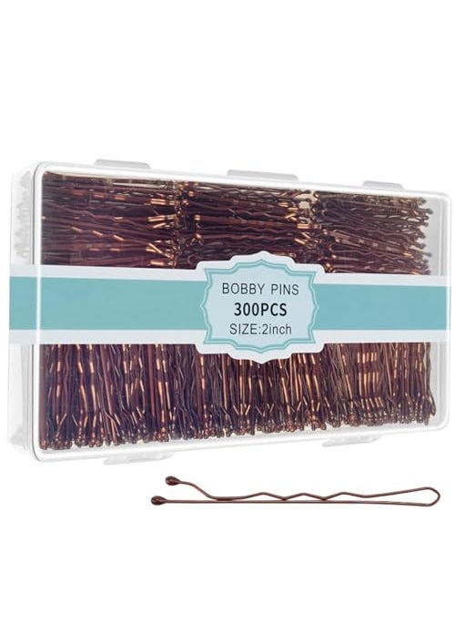 EWAGOA 300 Pcs Bobby Pins Brown EWAGOA Brown Hair Pins for Women Girls and Kids Invisible curled Hair clips with Storage box PainFree Hairpins2 Inch Brown 