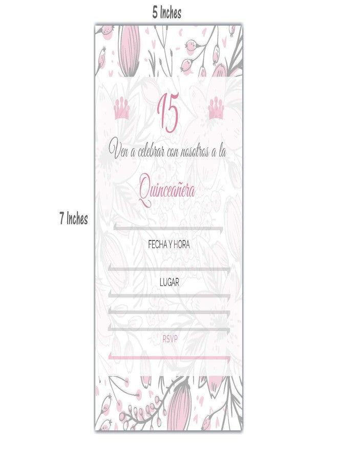 Elcer 25 Quincenera Party Invitations with envelopes | Blank Fill-in Invites | 5 x 7 | 15th Birthday Party Favor | Sweet 15 | En Espanol | In Spanish - Image 3