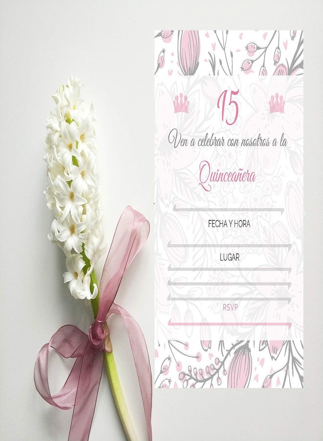 Elcer 25 Quincenera Party Invitations with envelopes | Blank Fill-in Invites | 5 x 7 | 15th Birthday Party Favor | Sweet 15 | En Espanol | In Spanish - Image 5