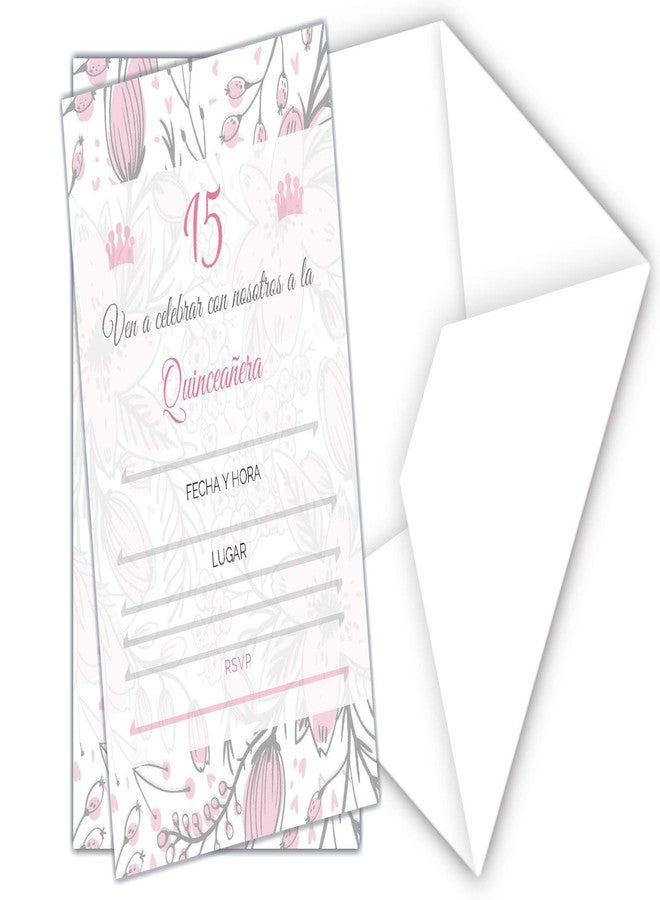 Elcer 25 Quincenera Party Invitations with envelopes | Blank Fill-in Invites | 5 x 7 | 15th Birthday Party Favor | Sweet 15 | En Espanol | In Spanish - Image 4