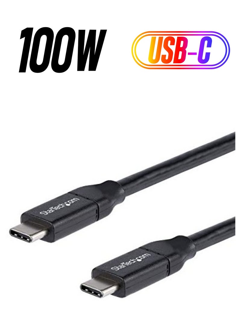 StarTech USB C to USB C Cable - 6 ft / 2m - w/ 5A Power Delivery - USB 2.0 - USB-IF Certified - USB Type C Cable -USB C Charging Cable (USB2C5C2M)  - Image 1