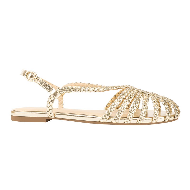 PIZZ ANNU Women's Sophia Braided Flat Sandals Comfortable Memory Foam Walking Shoes Summer Gladiator Slingback Ankle Strap Strappy Sandals, Gold 8 - Image 5
