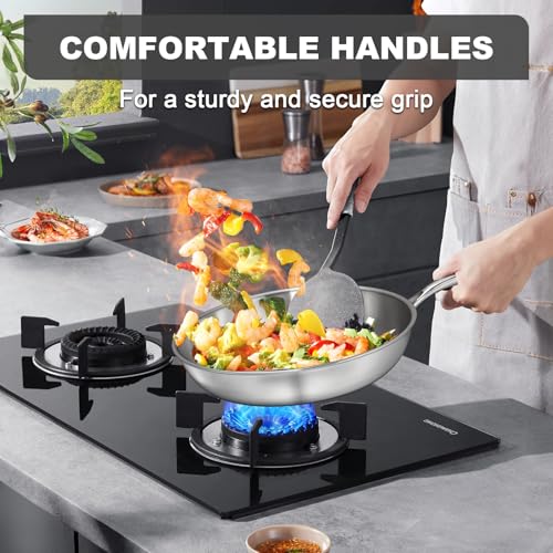 EWFEN 12 Inch Tri-Ply Stainless Steel Frying Pan, Skillet, Induction Cooking Pan, Dishwasher and Oven Safe, Fast & Even Heat, Heavy Duty and Detachable Handle - Image 3