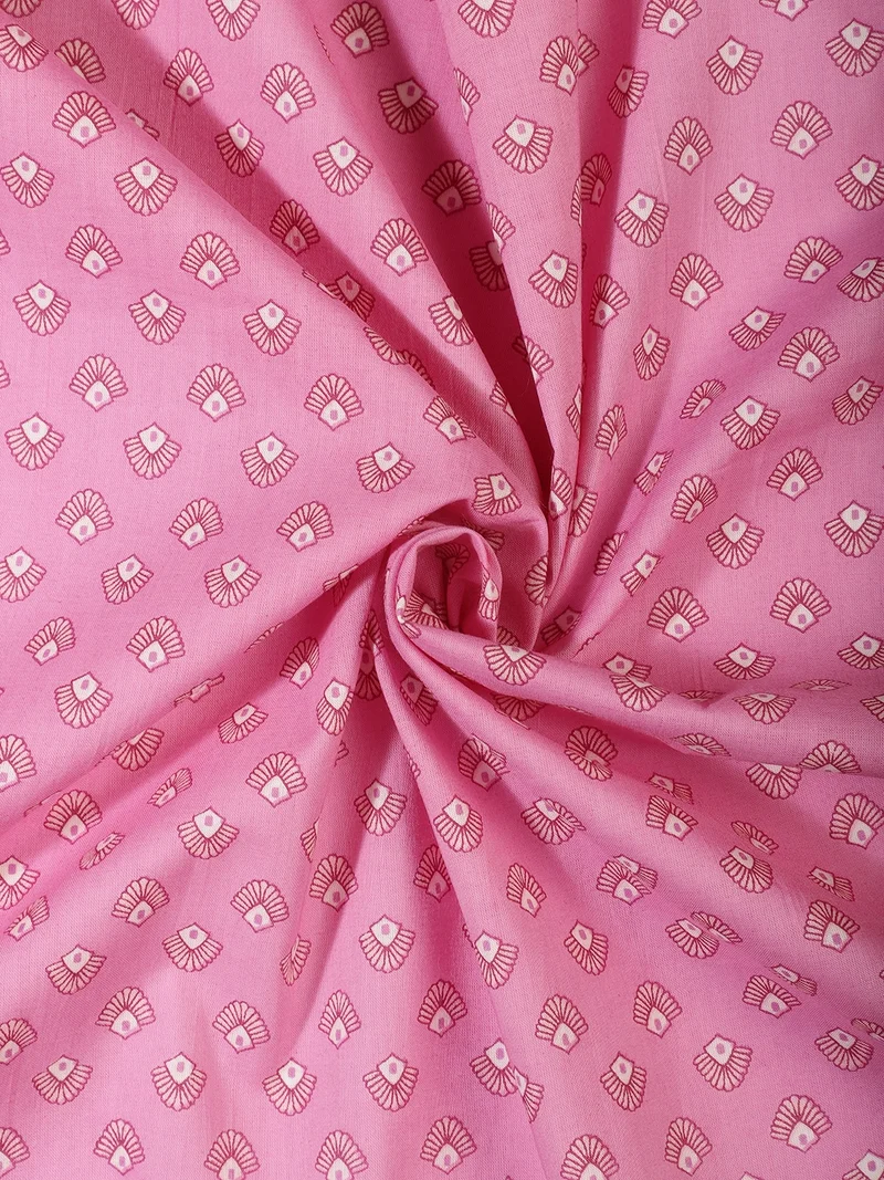 أيه كيه إس Pink Scalloped Shell Motif Fabric for Crafting