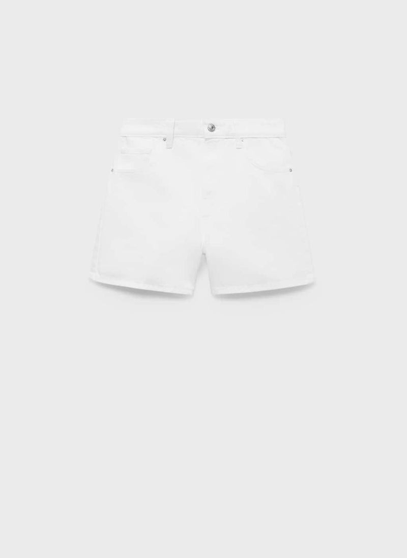 MANGO High-Waisted Straight Denim Shorts  - Image 5