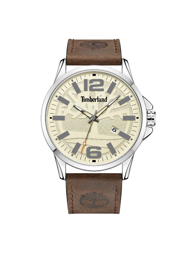 Timberland Men Bernardston Brown Leather Strap Analog Watch for Men, 45.5mm - Image 1