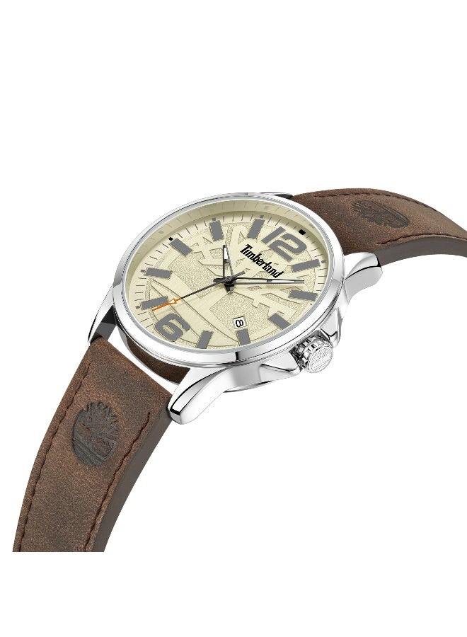Timberland Men Bernardston Brown Leather Strap Analog Watch for Men, 45.5mm - Image 2