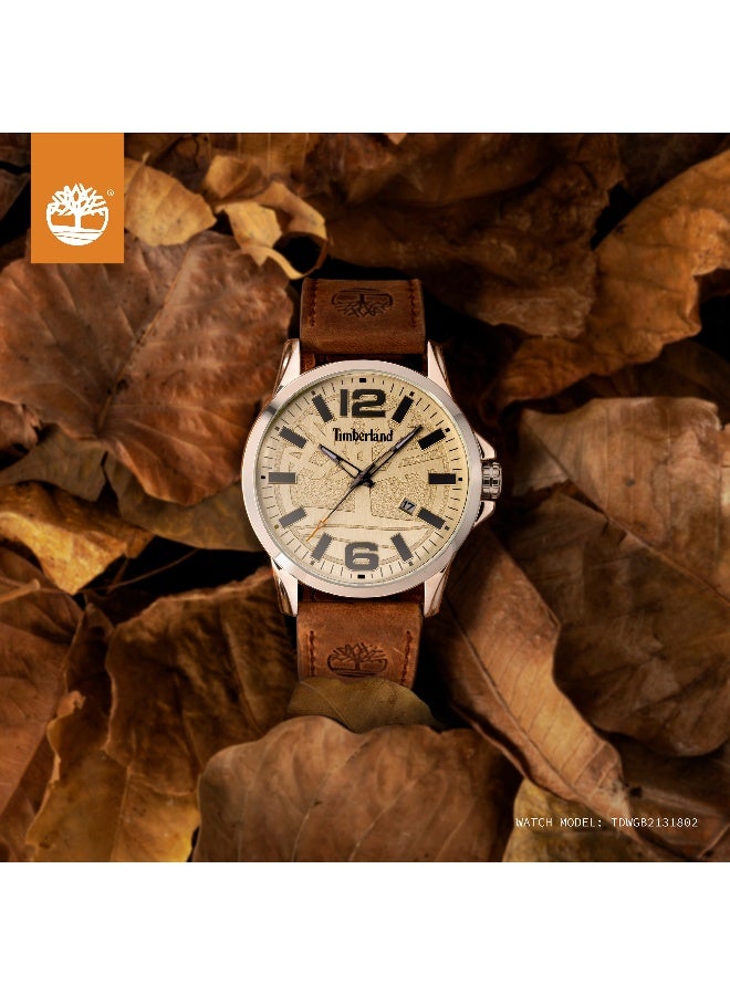 Timberland Men Bernardston Brown Leather Strap Analog Watch for Men, 45.5mm - Image 4