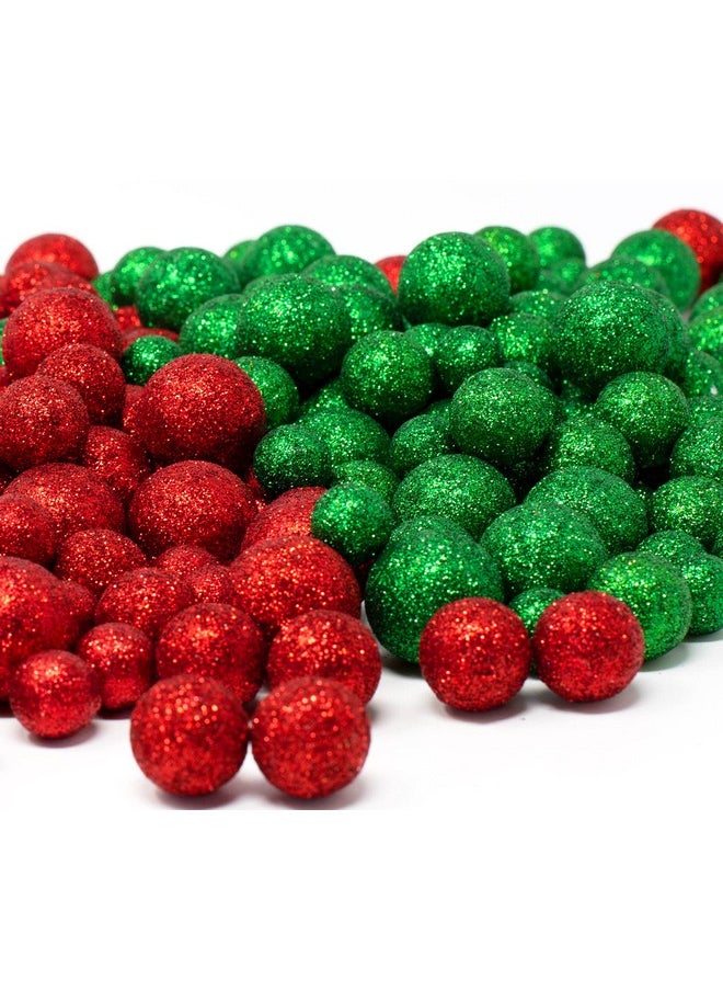 BANBERRY DESIGNS Red And Green Foam Balls 5 Bags Set Of Glittered Vase Filler Decorative Balls Table Scatter Decorations Party Accessories Glittery Colored Snow Balls  - Image 1