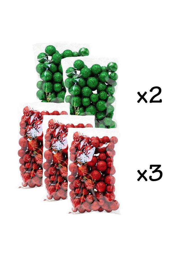 BANBERRY DESIGNS Red And Green Foam Balls 5 Bags Set Of Glittered Vase Filler Decorative Balls Table Scatter Decorations Party Accessories Glittery Colored Snow Balls  - Image 3