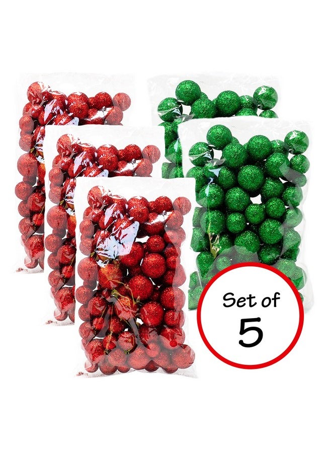 BANBERRY DESIGNS Red And Green Foam Balls 5 Bags Set Of Glittered Vase Filler Decorative Balls Table Scatter Decorations Party Accessories Glittery Colored Snow Balls  - Image 2
