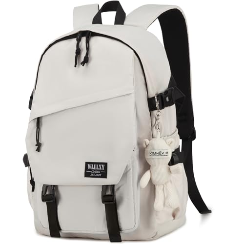 Hidds College Laptop Backpack for Men Women 15.6 Elementary Middle High School Book Bag For Teens Girls Boys Anti Theft Travel Backpacks Waterproof Casual Daypack Large Student Bookbags（Beige-M） - Image 1