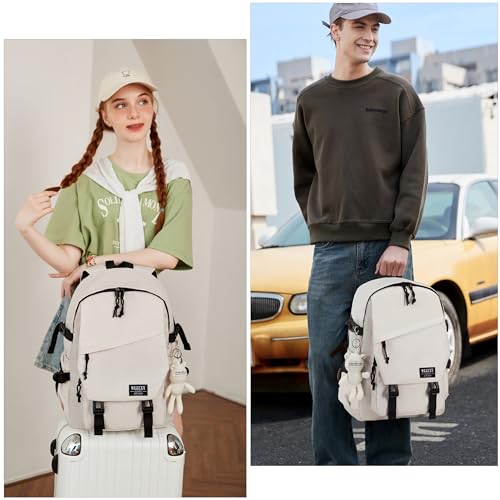 Hidds College Laptop Backpack for Men Women 15.6 Elementary Middle High School Book Bag For Teens Girls Boys Anti Theft Travel Backpacks Waterproof Casual Daypack Large Student Bookbags（Beige-M） - Image 2